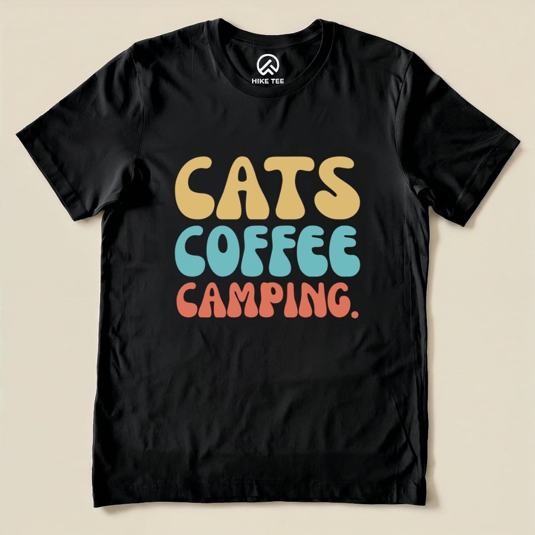 Hike Tee T-Shirt Black / S Cats Coffee Camping Shirt