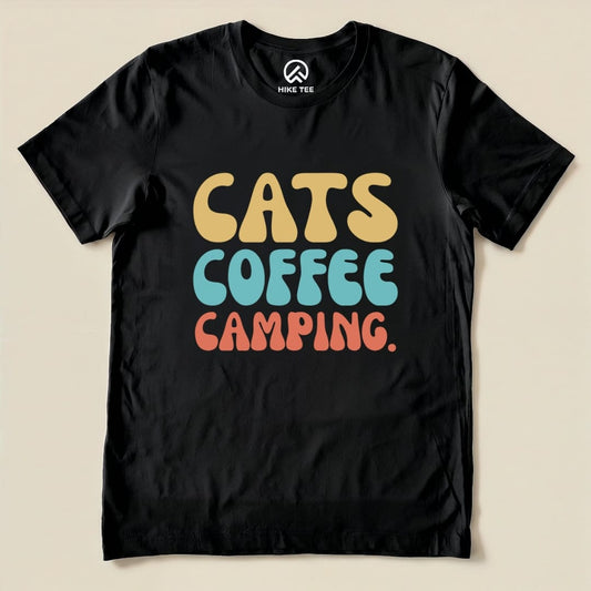 Hike Tee T-Shirt Black / S Cats Coffee Camping Shirt