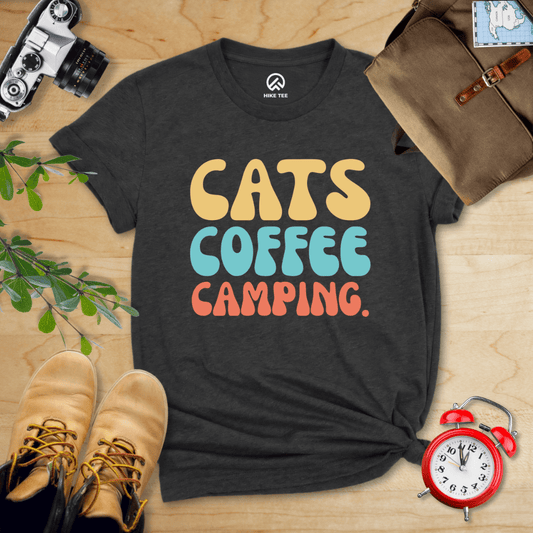 Hike Tee T-Shirt Dark Grey Heather / S Cats Coffee Camping Shirt