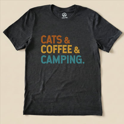 Hike Tee T-Shirt Dark Grey Heather / S Cats Coffee Camping Shirt