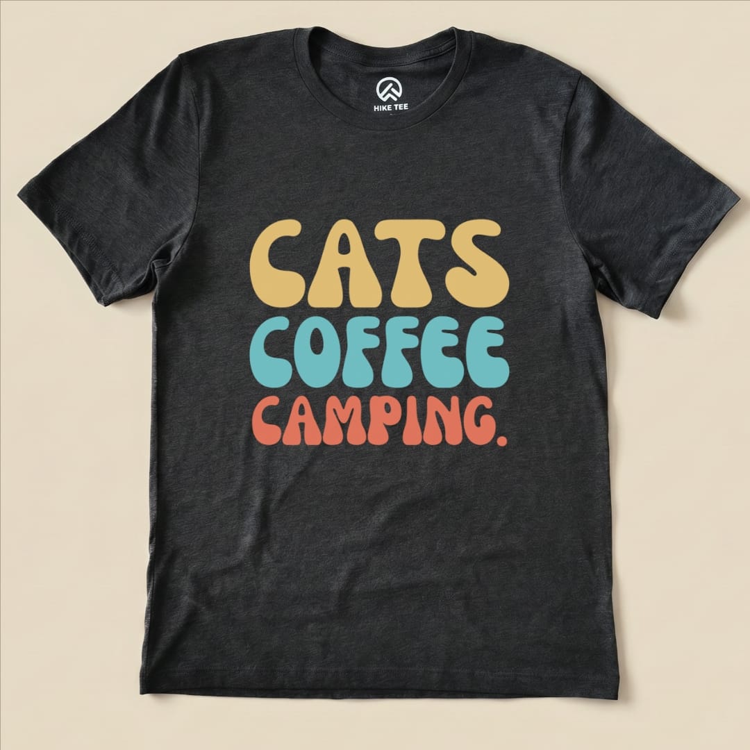 Hike Tee T-Shirt Dark Grey Heather / S Cats Coffee Camping Shirt
