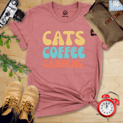 Hike Tee T-Shirt Heather Mauve / S Cats Coffee Camping Shirt