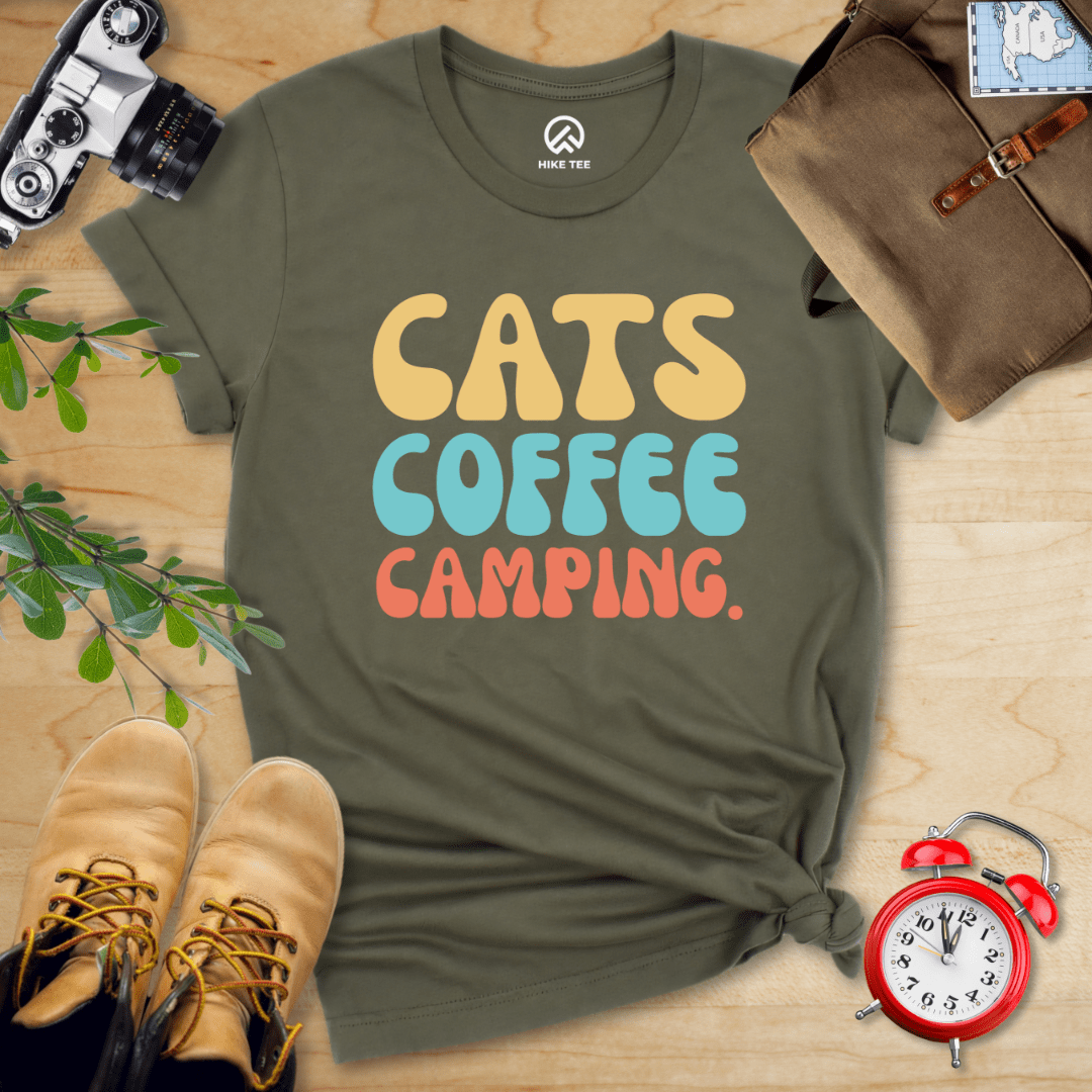 Hike Tee T-Shirt Military Green / S Cats Coffee Camping Shirt