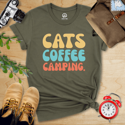Hike Tee T-Shirt Military Green / S Cats Coffee Camping Shirt