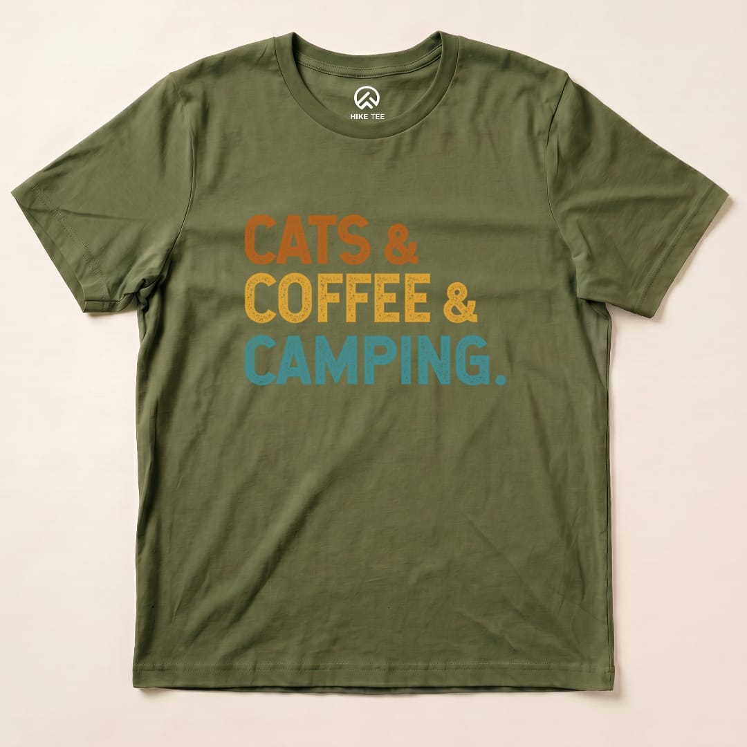 Hike Tee T-Shirt Military Green / S Cats Coffee Camping Shirt