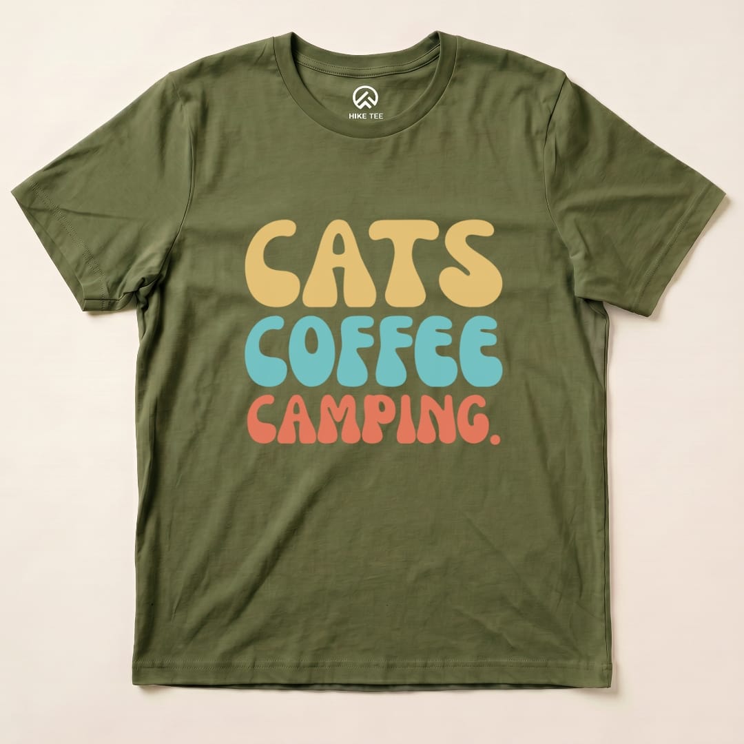 Hike Tee T-Shirt Military Green / S Cats Coffee Camping Shirt