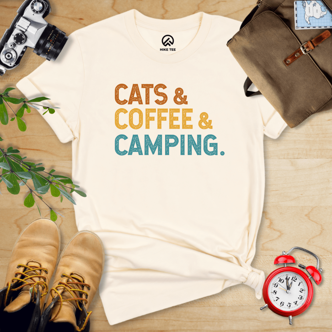 Hike Tee T-Shirt Natural / S Cats Coffee Camping Shirt