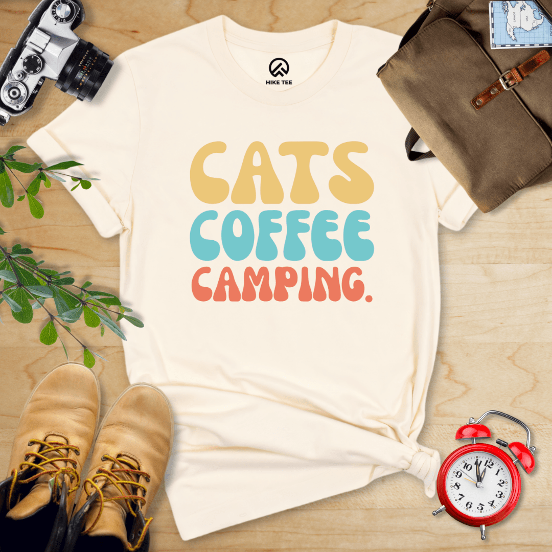 Hike Tee T-Shirt Natural / S Cats Coffee Camping Shirt