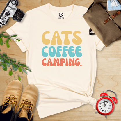 Hike Tee T-Shirt Natural / S Cats Coffee Camping Shirt