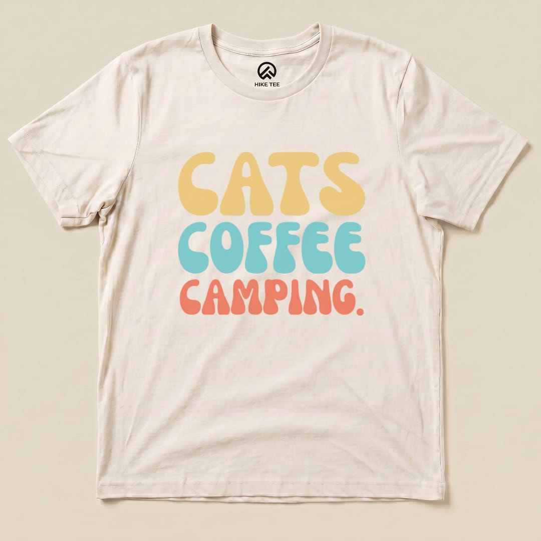 Hike Tee T-Shirt Natural / S Cats Coffee Camping Shirt