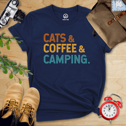 Hike Tee T-Shirt Navy / S Cats Coffee Camping Shirt