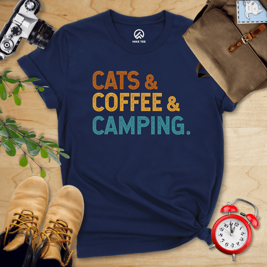 Hike Tee T-Shirt Navy / S Cats Coffee Camping Shirt