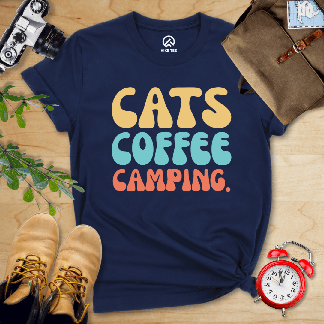 Hike Tee T-Shirt Navy / S Cats Coffee Camping Shirt