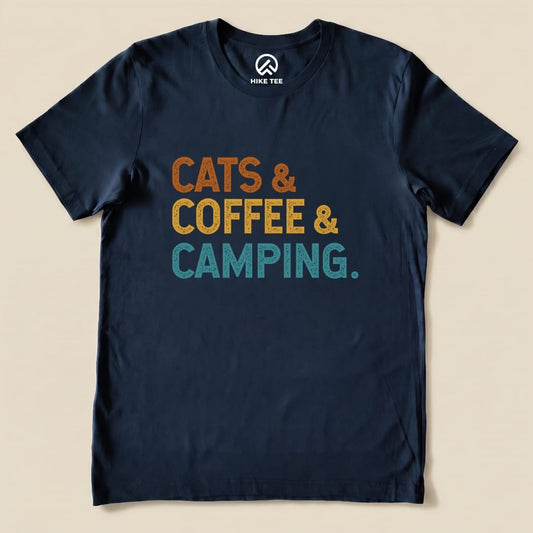 Hike Tee T-Shirt Navy / S Cats Coffee Camping Shirt