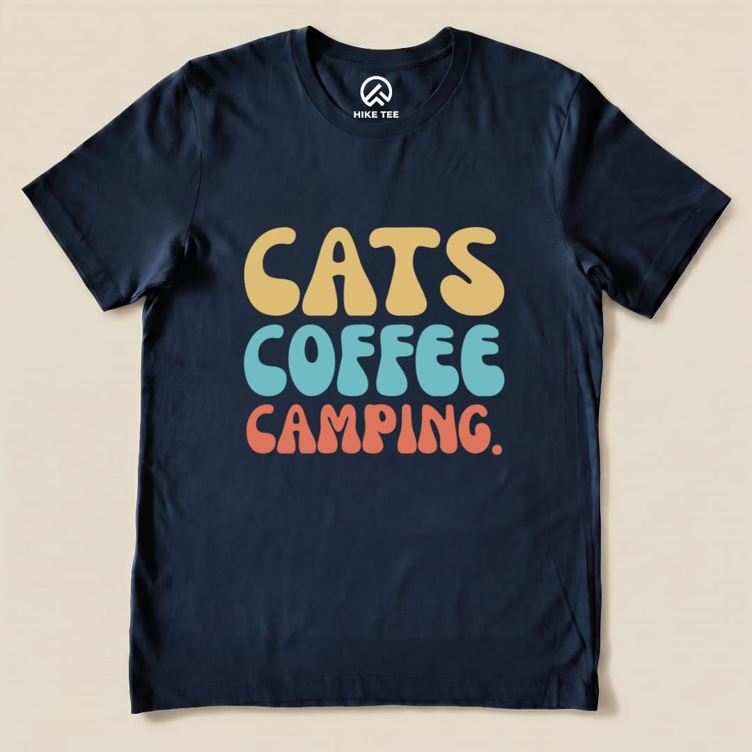 Hike Tee T-Shirt Navy / S Cats Coffee Camping Shirt