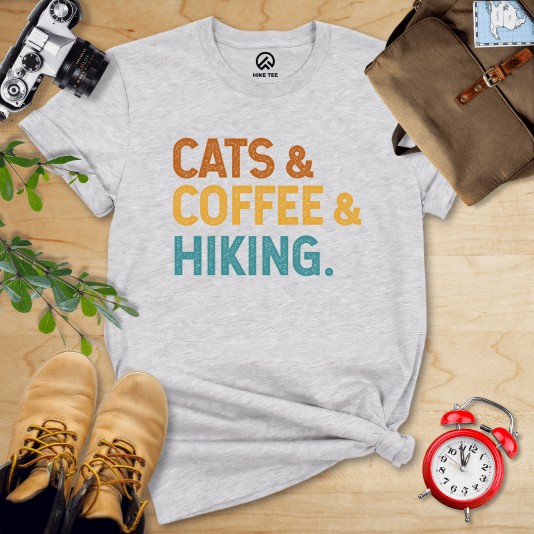 Hike Tee T-Shirt Athletic Heather / S Cats Coffee Hiking Shirt