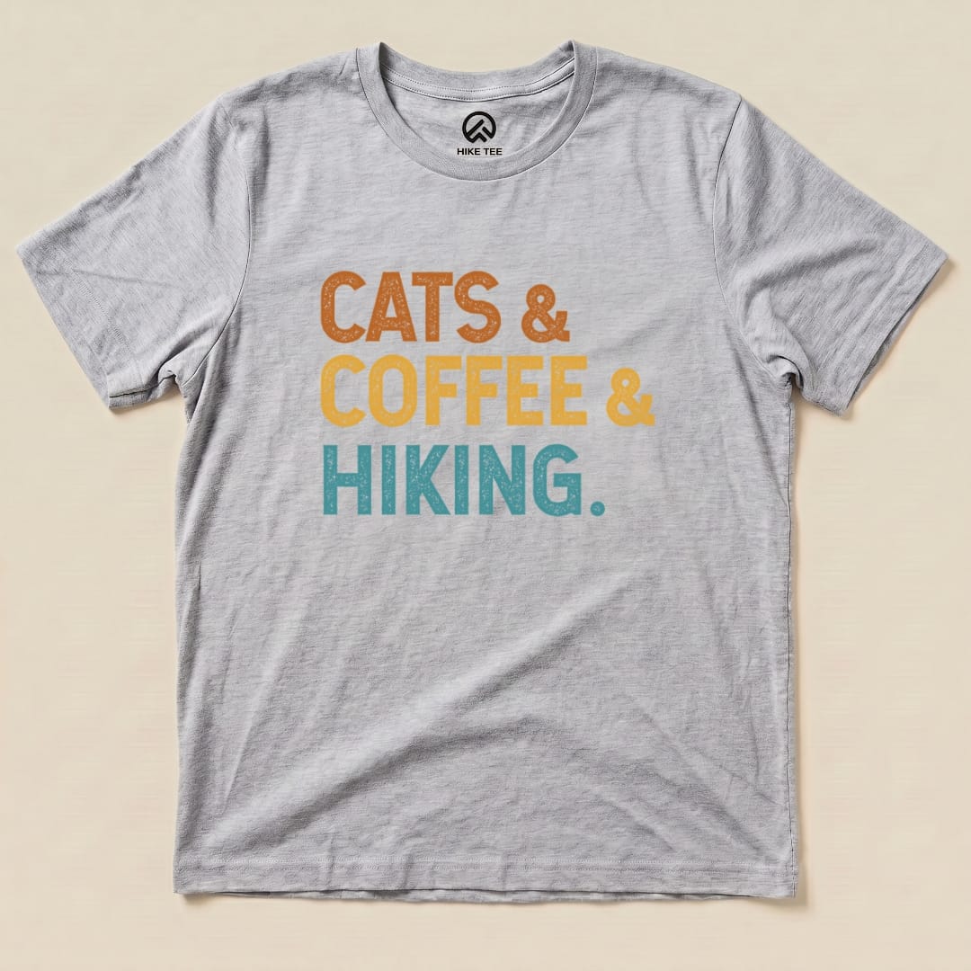 Hike Tee T-Shirt Athletic Heather / S Cats Coffee Hiking Shirt