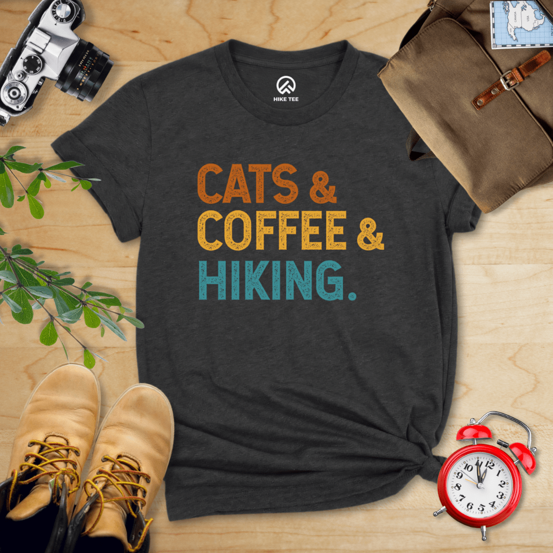Hike Tee T-Shirt Dark Grey Heather / S Cats Coffee Hiking Shirt