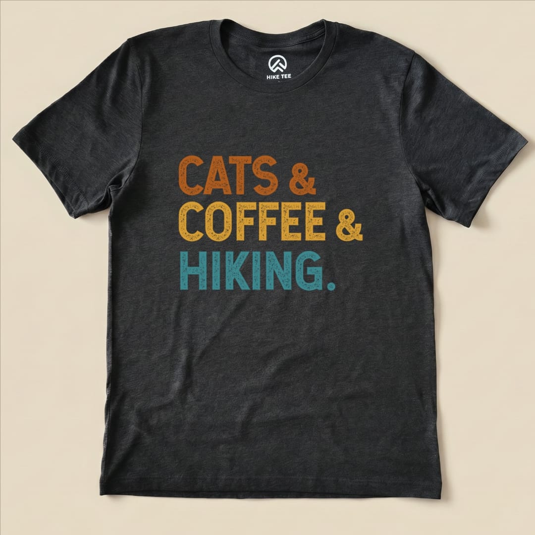 Hike Tee T-Shirt Dark Grey Heather / S Cats Coffee Hiking Shirt
