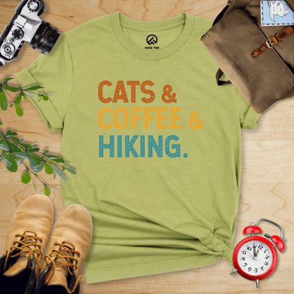 Hike Tee T-Shirt Heather Green / S Cats Coffee Hiking Shirt