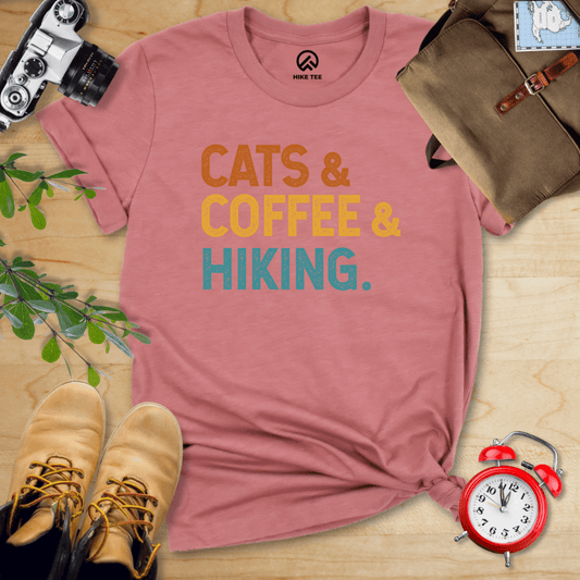 Hike Tee T-Shirt Heather Mauve / S Cats Coffee Hiking Shirt