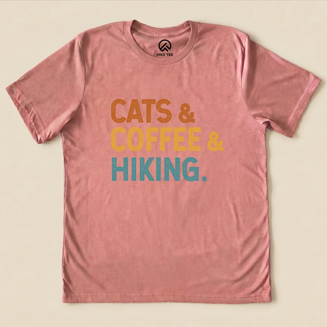 Hike Tee T-Shirt Heather Mauve / S Cats Coffee Hiking Shirt