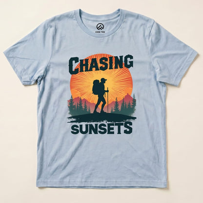 Chasing Sunsets Shirt Hike Tee T-Shirt Baby Blue / S