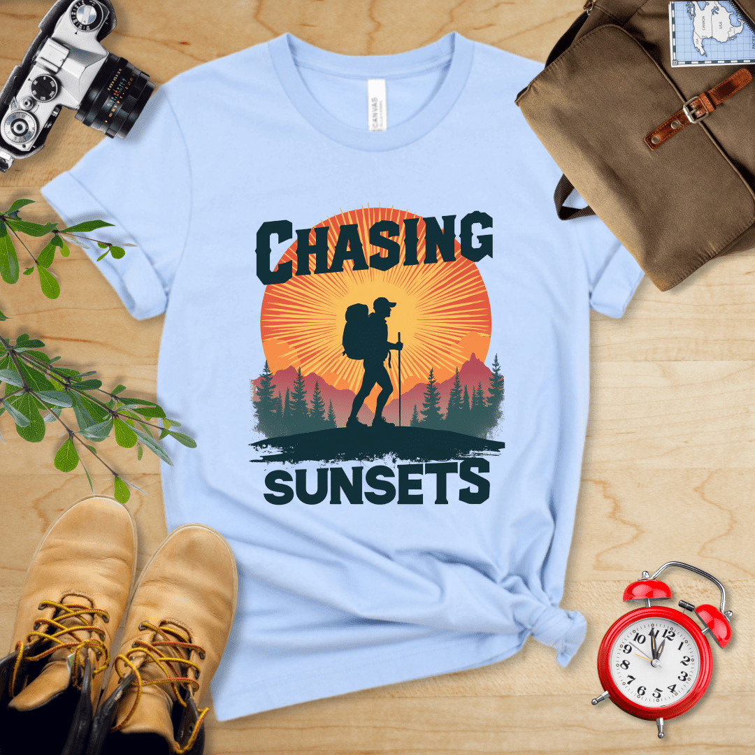 Printify T-Shirt Baby Blue / S Chasing Sunsets Shirt