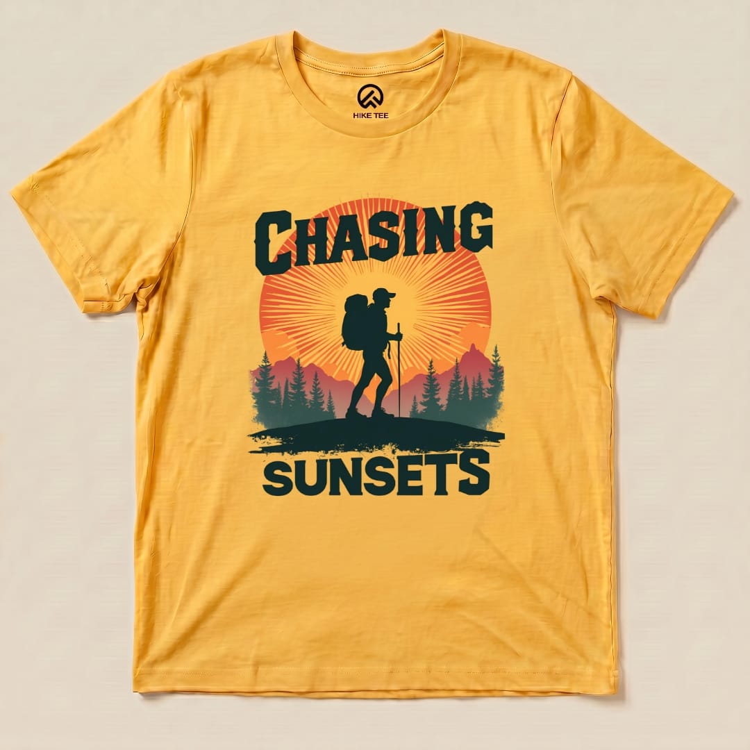 Chasing Sunsets Shirt Hike Tee T-Shirt Gold / S