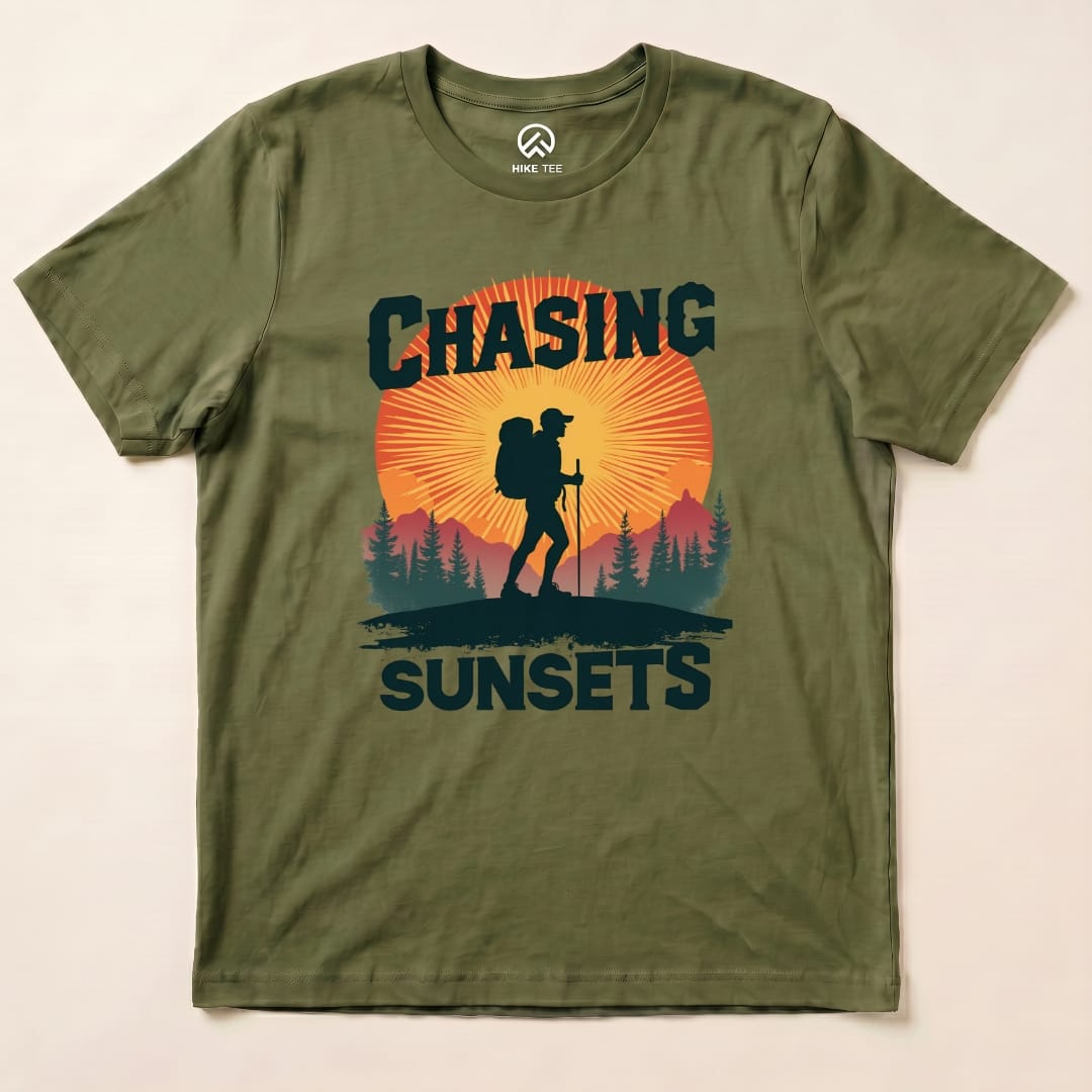 Chasing Sunsets Shirt Hike Tee T-Shirt Military Green / S