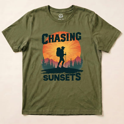 Chasing Sunsets Shirt Hike Tee T-Shirt Military Green / S