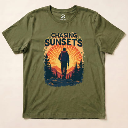 Chasing Sunsets Shirt Hike Tee T-Shirt Military Green / S