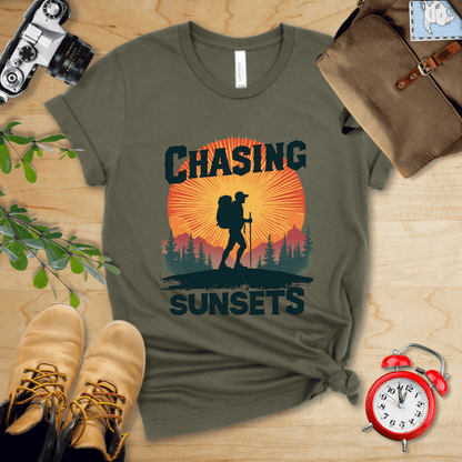 Printify T-Shirt Military Green / S Chasing Sunsets Shirt