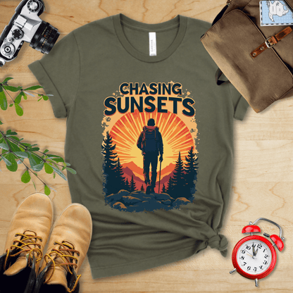 Printify T-Shirt Military Green / S Chasing Sunsets