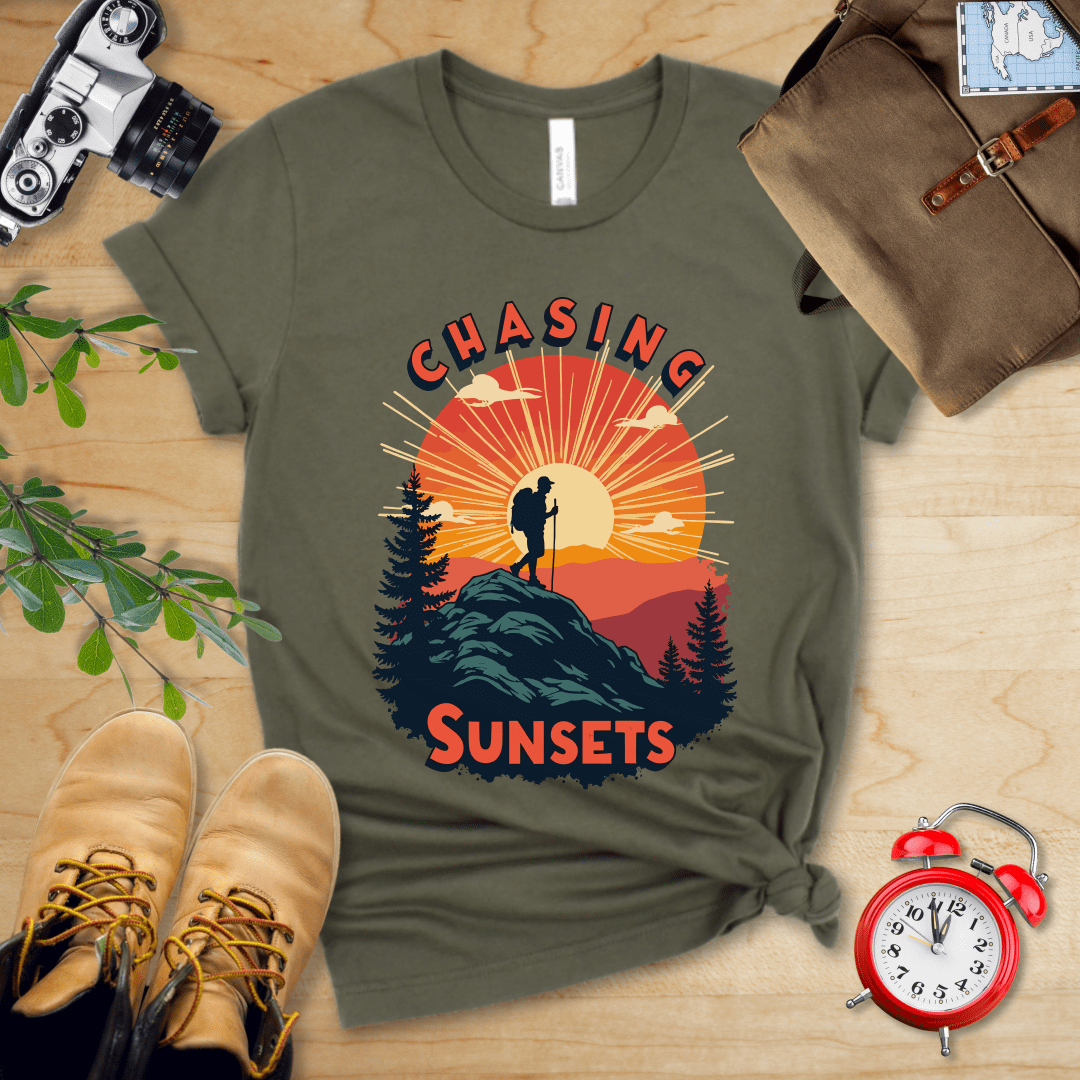 Printify T-Shirt Military Green / S Chasing Sunsets