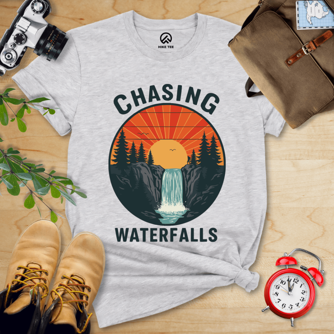 Hike Tee T-Shirt Athletic Heather / S Chasing Waterfalls Retro Shirt