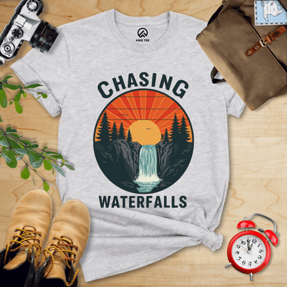 Hike Tee T-Shirt Athletic Heather / S Chasing Waterfalls Retro Shirt