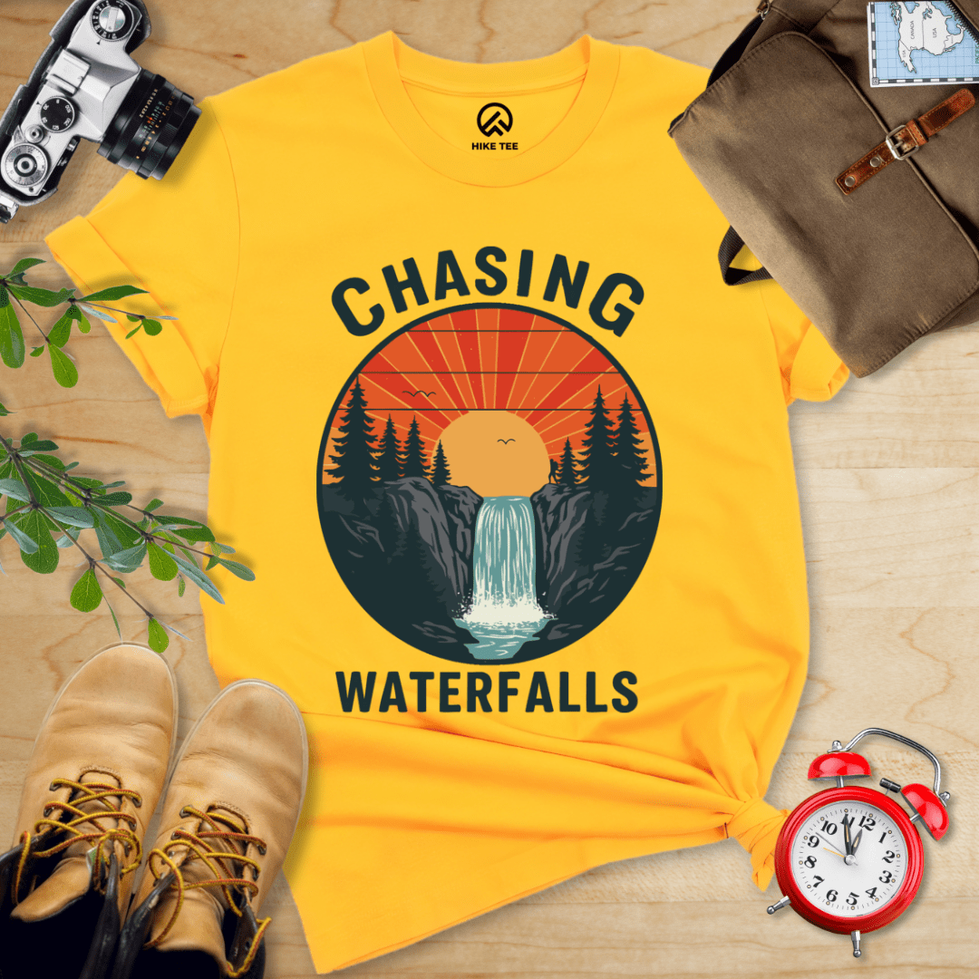 Hike Tee T-Shirt Gold / S Chasing Waterfalls Retro Shirt