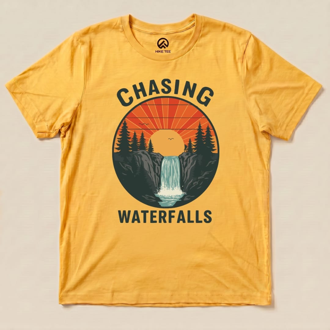 Hike Tee T-Shirt Gold / S Chasing Waterfalls Retro Shirt
