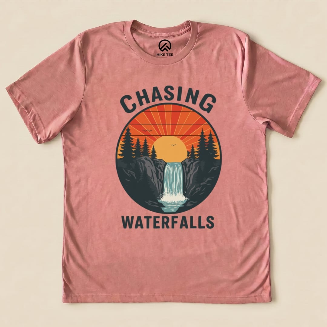 Hike Tee T-Shirt Heather Mauve / S Chasing Waterfalls Retro Shirt