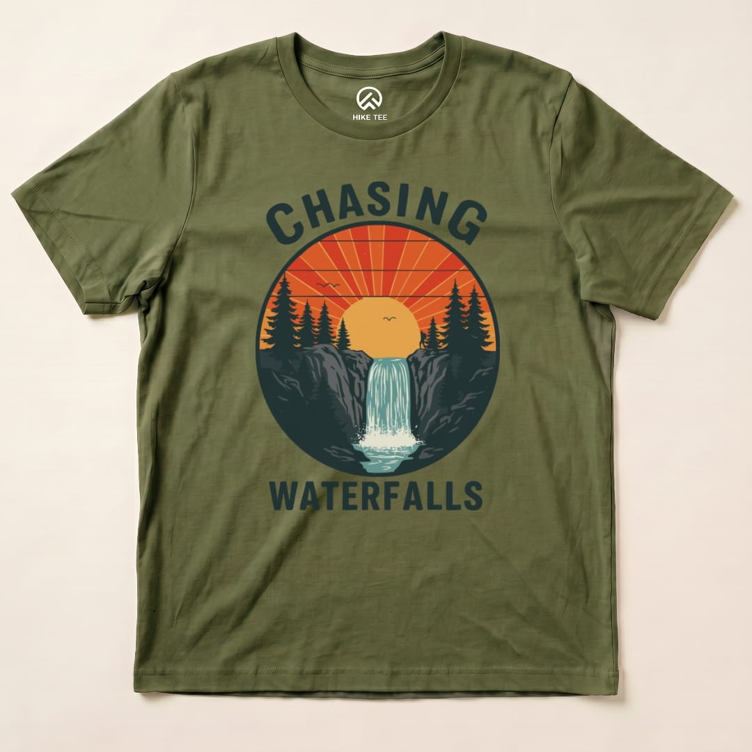 Hike Tee T-Shirt Military Green / S Chasing Waterfalls Retro Shirt