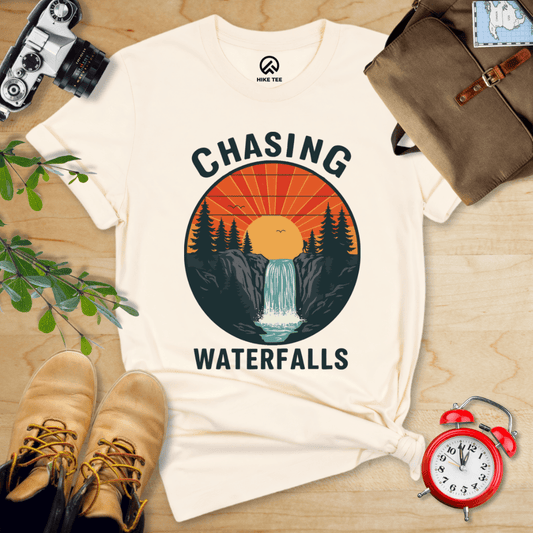Hike Tee T-Shirt Natural / S Chasing Waterfalls Retro Shirt