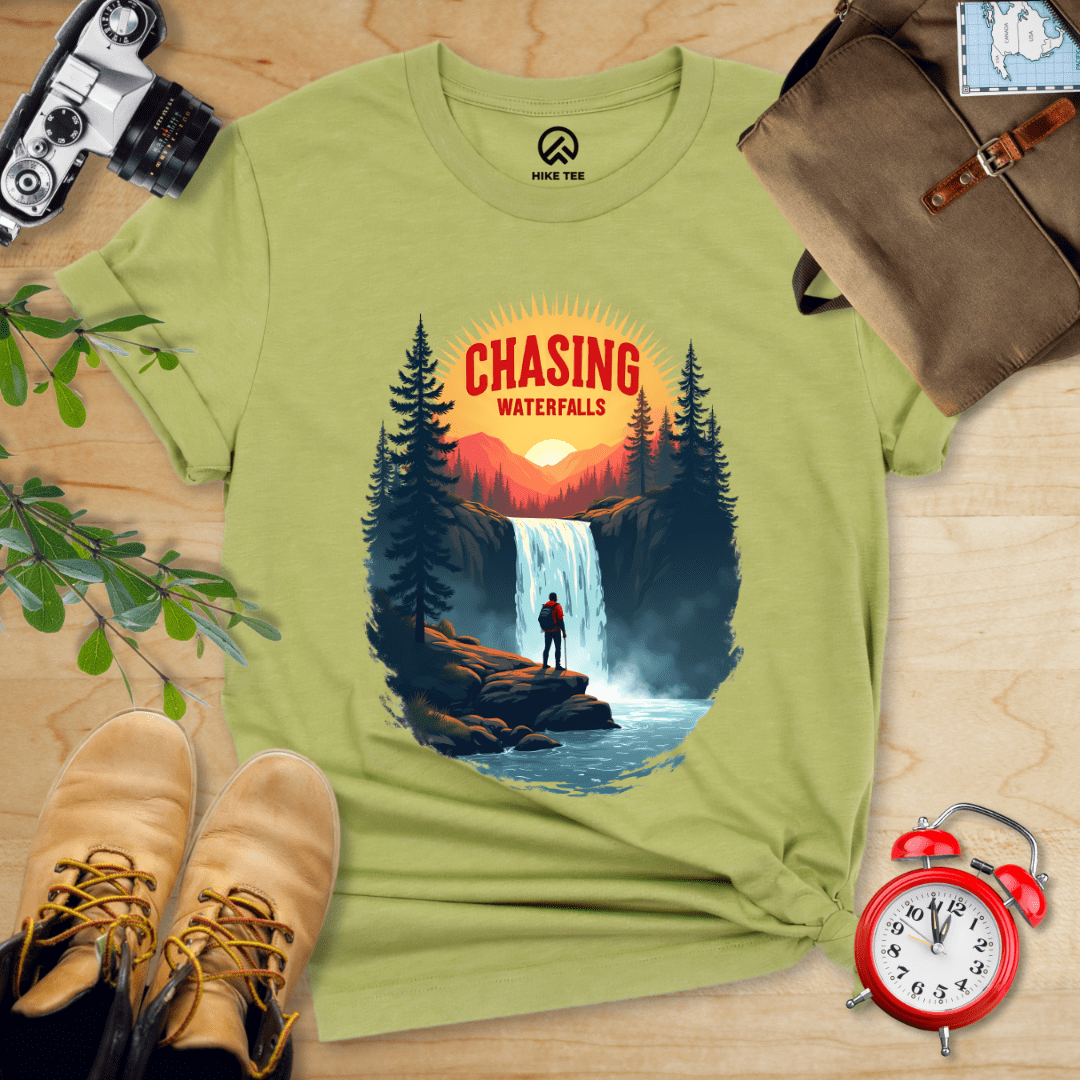 Hike Tee T-Shirt Heather Green / S Chasing Waterfalls Shirt