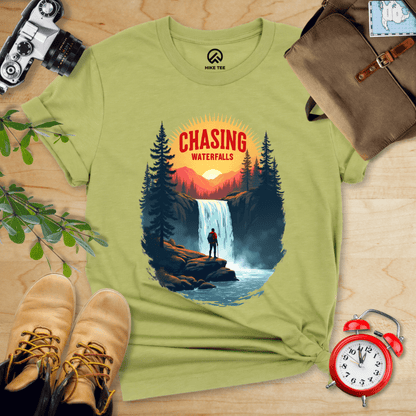 Hike Tee T-Shirt Heather Green / S Chasing Waterfalls Shirt