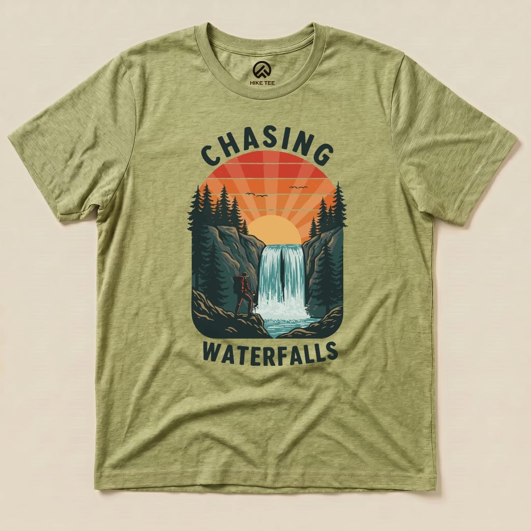 Hike Tee T-Shirt Heather Green / S Chasing Waterfalls Shirt