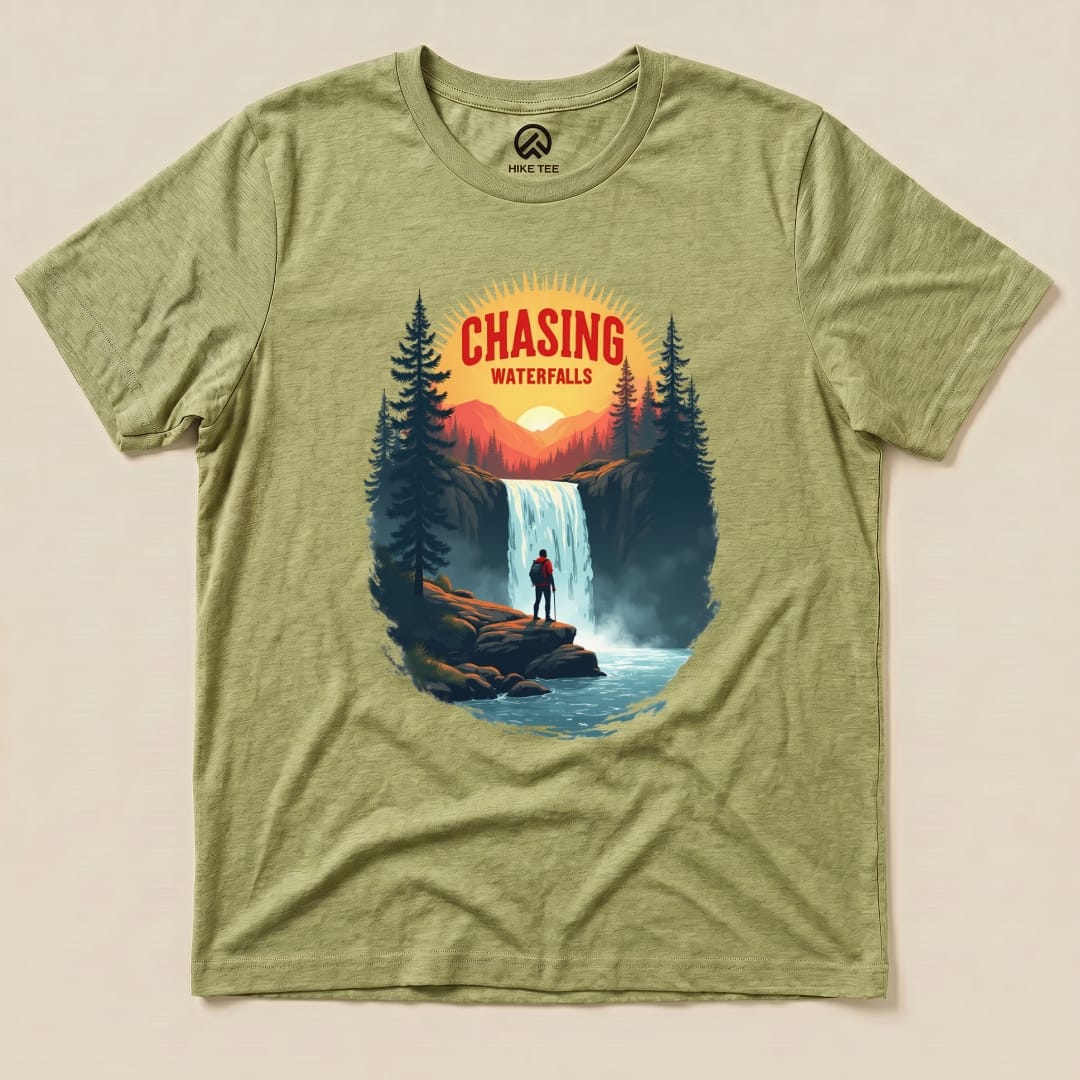 Hike Tee T-Shirt Heather Green / S Chasing Waterfalls Shirt