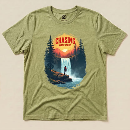 Hike Tee T-Shirt Heather Green / S Chasing Waterfalls Shirt
