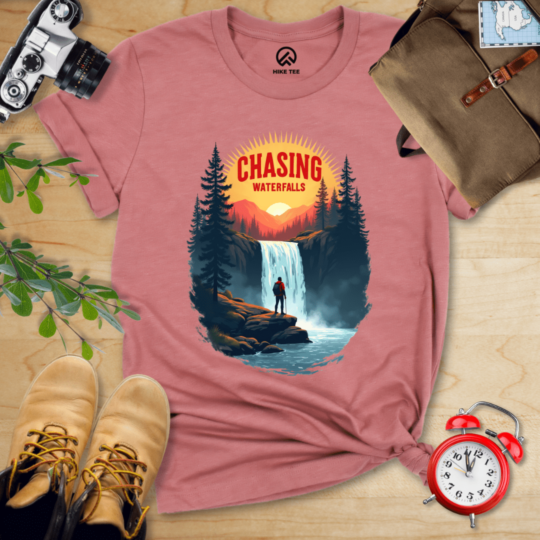 Hike Tee T-Shirt Heather Mauve / S Chasing Waterfalls Shirt