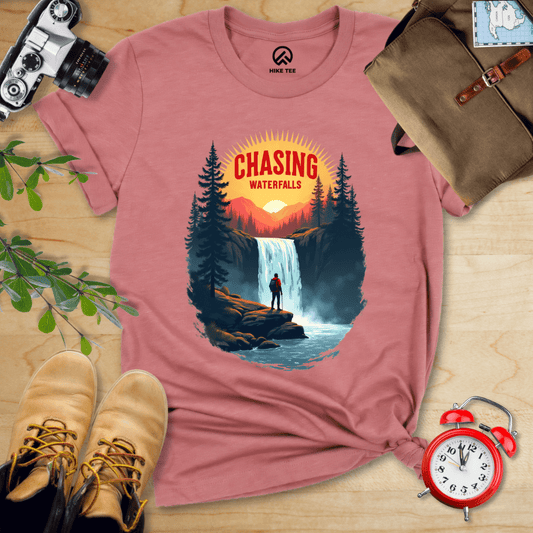 Hike Tee T-Shirt Heather Mauve / S Chasing Waterfalls Shirt