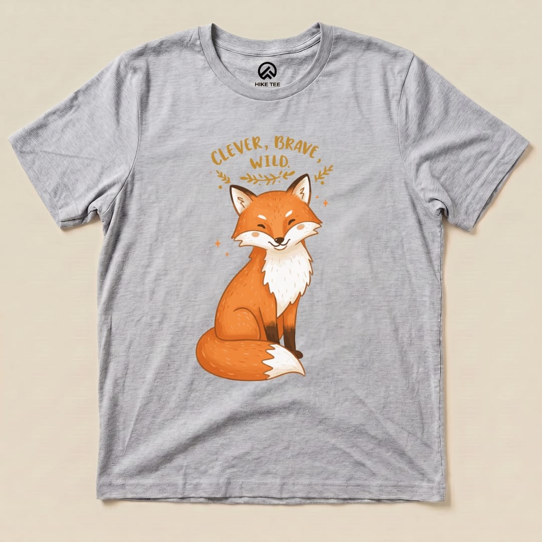 Clever, Brave, Wild Fox Shirt Hike Tee T-Shirt Athletic Heather / S